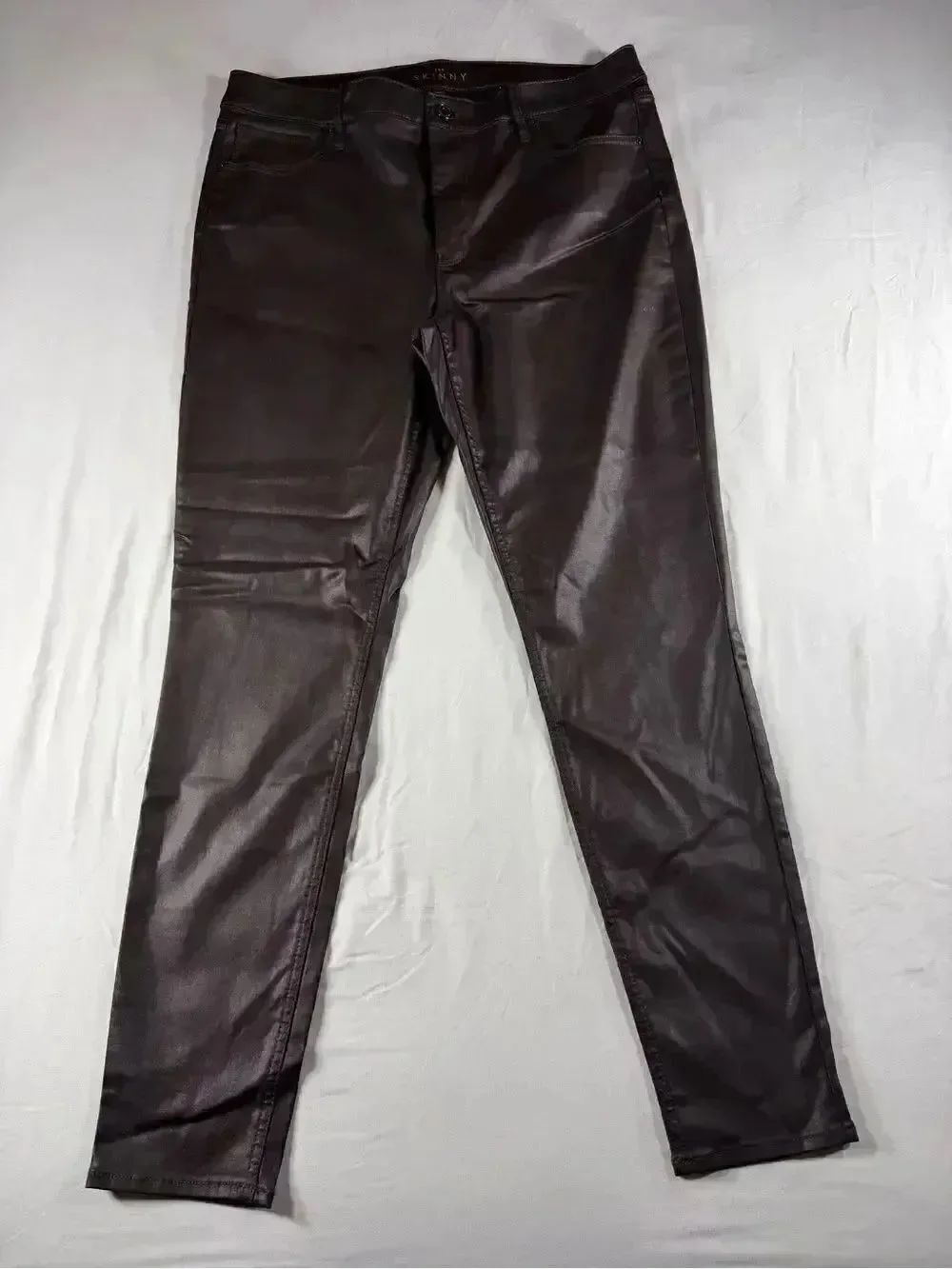 WHBM White House Black Market Women’s Brown Skinny Coated Jeans Size 14 - Picture 3 of 9